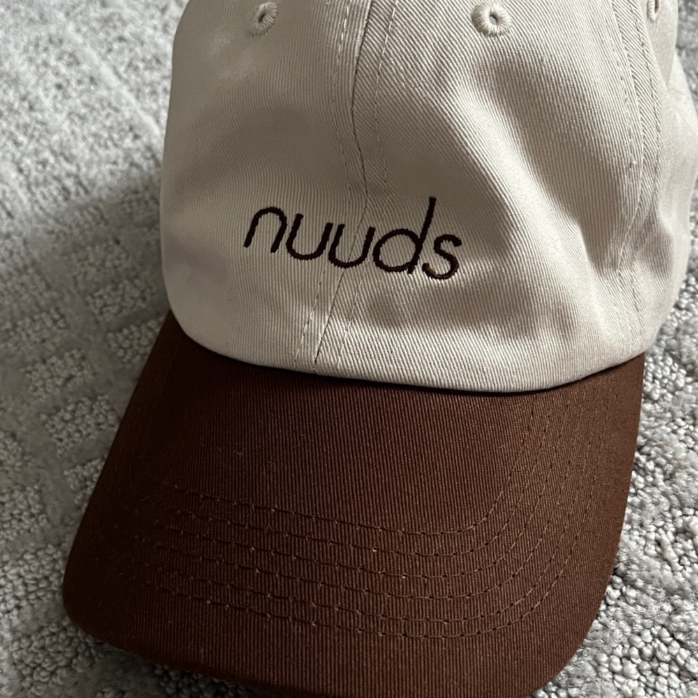 nuuds Cream and Brown Two-Tone Baseball Cap with Embroidered Logo